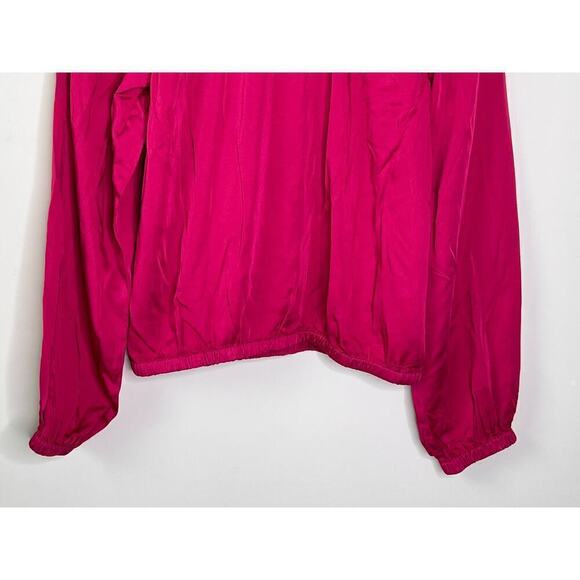 NWT Evereve Cloth & Stone Luxe Satin Banded Blouse Berryfizz Pink Womens Size XS - Picture 6 of 11